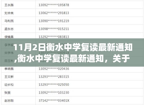 衡水中学复读最新通知解读，关于复读的重要更新（11月2日版）