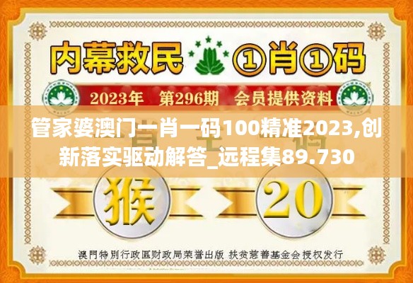 管家婆澳门一肖一码100精准2023,创新落实驱动解答_远程集89.730