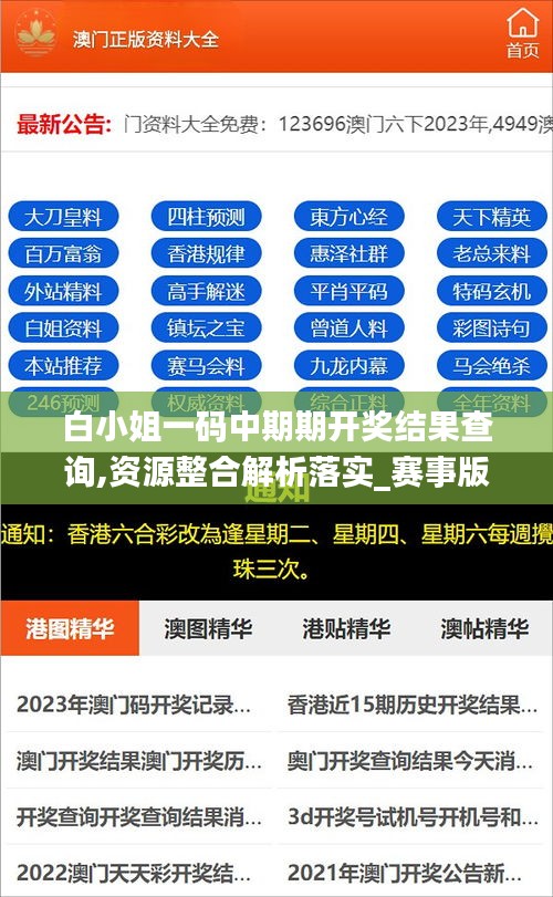 白小姐一码中期期开奖结果查询,资源整合解析落实_赛事版10.585