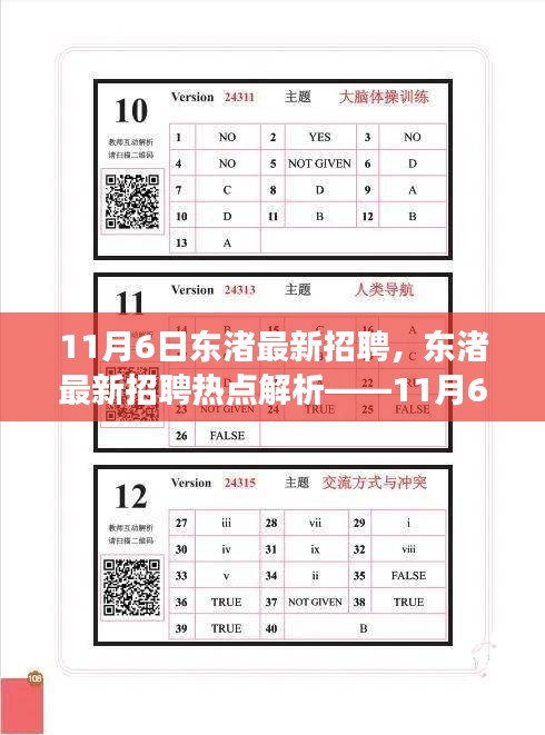 11月6日东渚最新招聘热点解析，深度观察招聘动态