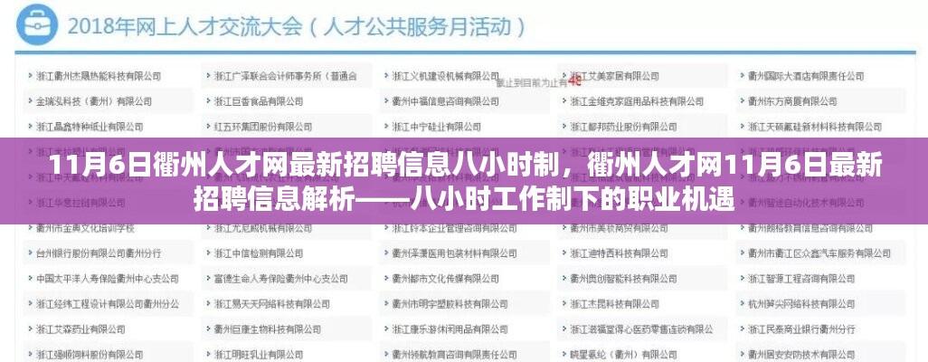 衢州人才网11月6日最新招聘信息解析，八小时工作制下的职业机遇探索