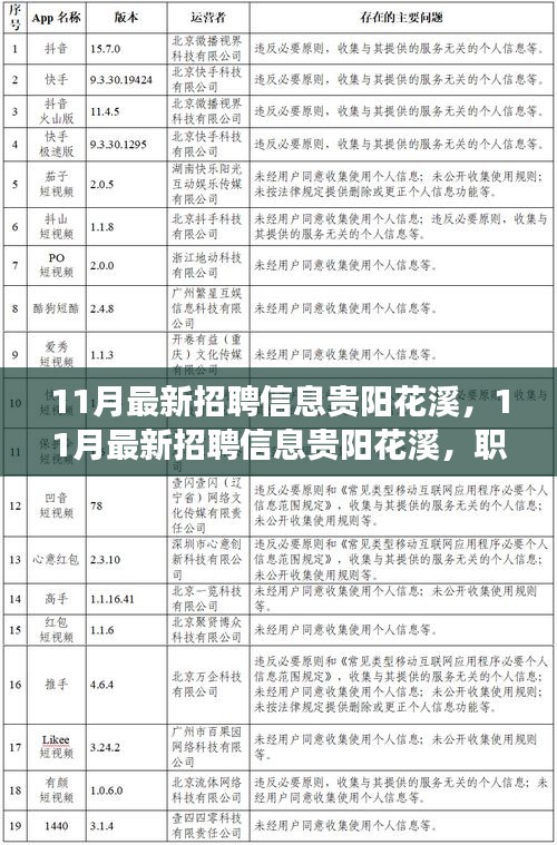 11月最新贵阳花溪招聘信息，职场人的新希望