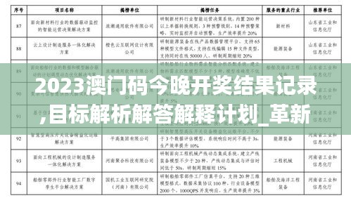 2023澳门码今晚开奖结果记录,目标解析解答解释计划_革新版67.657