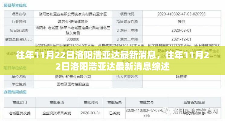 往年11月22日洛阳浩亚达最新消息综述，最新动态与进展报告